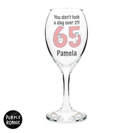 Personalised Purple Ronnie Big Age Female Wine Glass £10.99